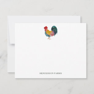 Cute Watercolor Rooster Farm Note Card