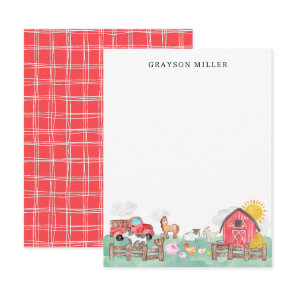 Cute Watercolor Rustic Barnyard Farm Animals Kids Thank You Card