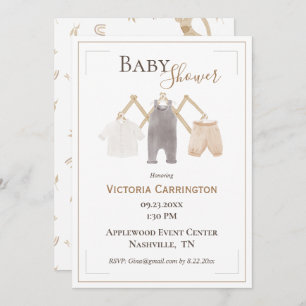 Cute Watercolor RustIc Simple Baby Shower Invitation