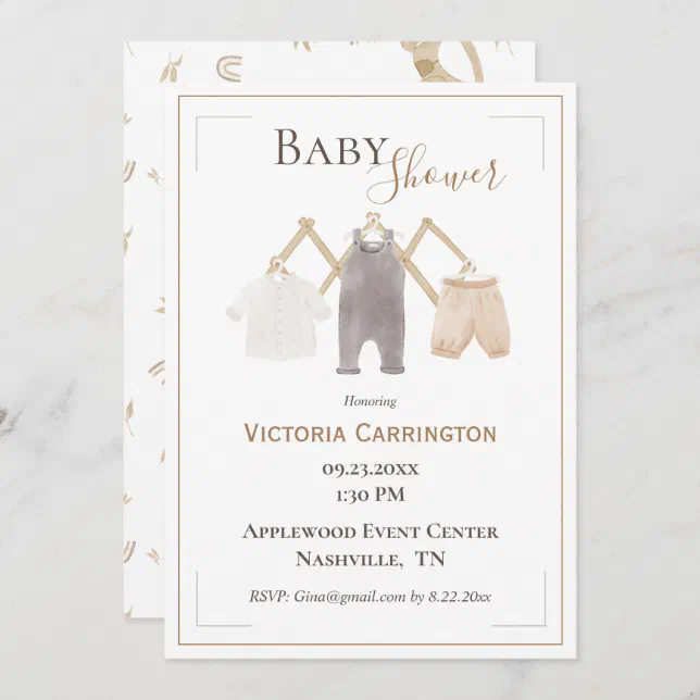 Cute Watercolor RustIc Simple Baby Shower Invitation | Zazzle