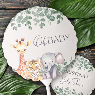 Cute Watercolor Safari Animals Baby Shower Balloon