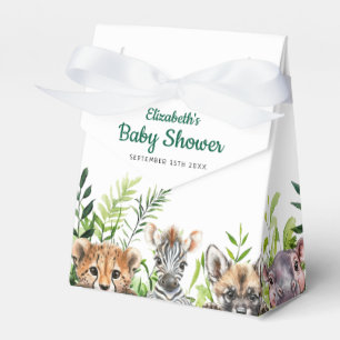 Cute Watercolor Safari Animals Baby Shower Favor Boxes