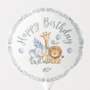 Cute Watercolor Safari Animals Boy Birthday 2 Balloon