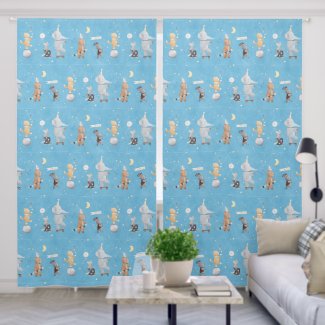 Cute Watercolor Safari Animals Circus Blue Nursery