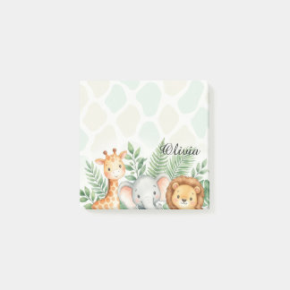 Cute Watercolor Safari Animals Personalized Sticky Post-it Notes