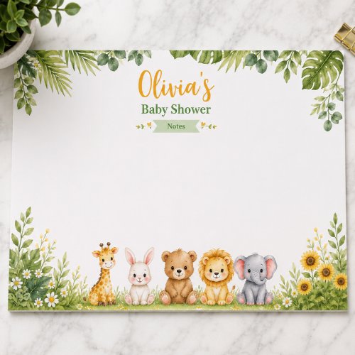 Cute Watercolor Safari Baby Shower Memo Paper Pad