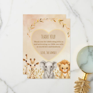 Cute Watercolor Safari Baby Shower Thank You Card