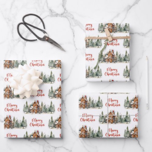 Cute watercolor sage green and brown gingerbread wrapping paper sheets