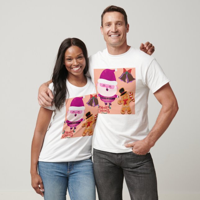  Cute Watercolor Santa Claus Christmas Clipart T-Shirt (Unisex)