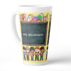 Cute Watercolor School Chalkboard Fun Teacher Gift Latte Mug