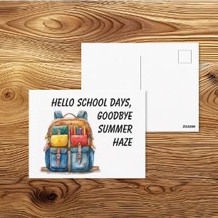 Cute Watercolor School Days Backpack Postcard