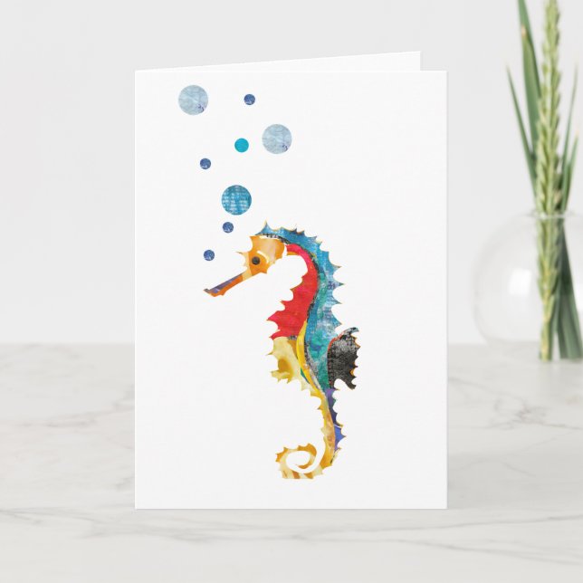 Cute Watercolor SEA HORSE seahorse Ocean Animal Card (Front)