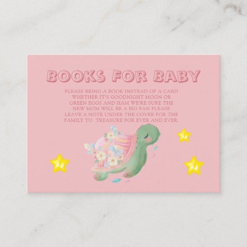Cute Watercolor Sea Turtle Pink Books For Baby Business Card
