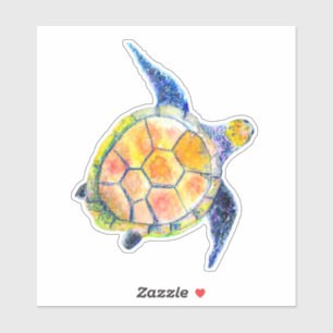 Cute Watercolor Sea Turtle Sticker