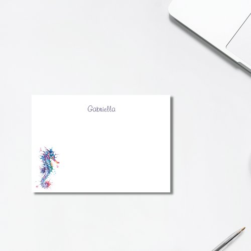 Cute Watercolor Seahorse Personalized  Post_it Notes