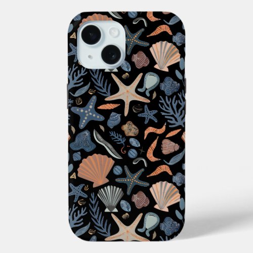 Cute Watercolor Seashell Coral  iPhone 15 Case