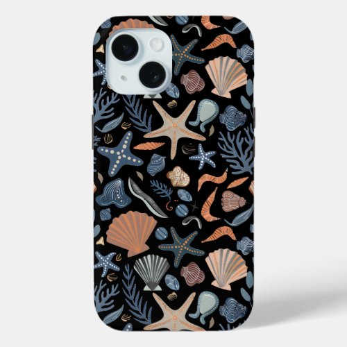 Cute Watercolor Seashell Coral Summer iPhone 15 Case