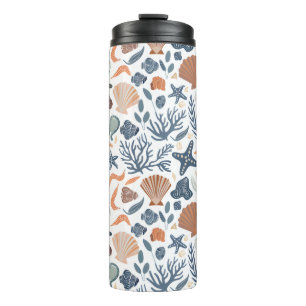 Cute Watercolor Seashell Coral Thermal Tumbler