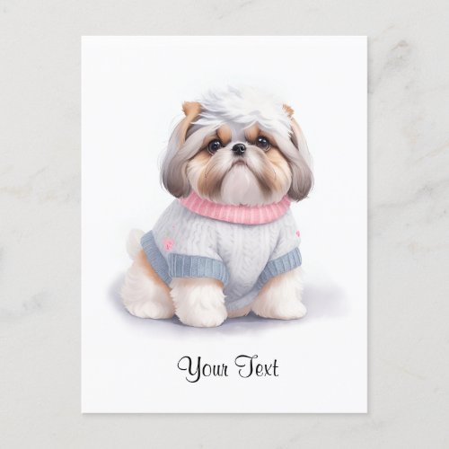 Cute Watercolor Shih Tzu Puppy Dog Personized  Postcard