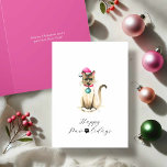 Cute Watercolor Siamese Cat Christmas Cards<br><div class="desc">Send a smile this holiday season with these funny Siamese cat Christmas cards, featuring Maxwell the festive kitty in a Santa hat and holiday bauble collar. This cute xmas card blends charm and humor with a punny “Happy Paw-lidays” greeting in playful script—perfect for spreading cheerful merry Christmas wishes. The vibrant...</div>