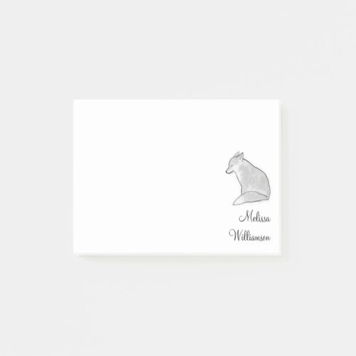 Cute Watercolor Silver Fox Post_it Notes