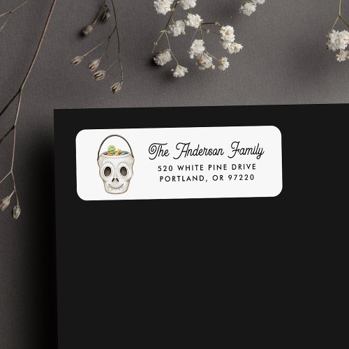 Cute Watercolor Skull Halloween Return Address Label