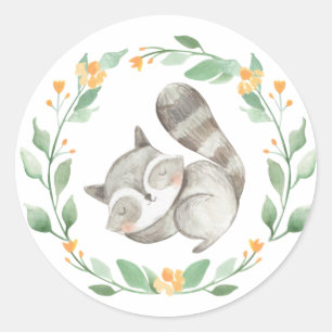 Cute Watercolor Sleeping Baby Raccoon Baby Shower Classic Round Sticker
