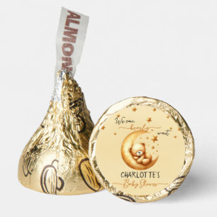 Cute Watercolor Sleeping Bear On Moon Baby Shower Hershey®'s Kisses®