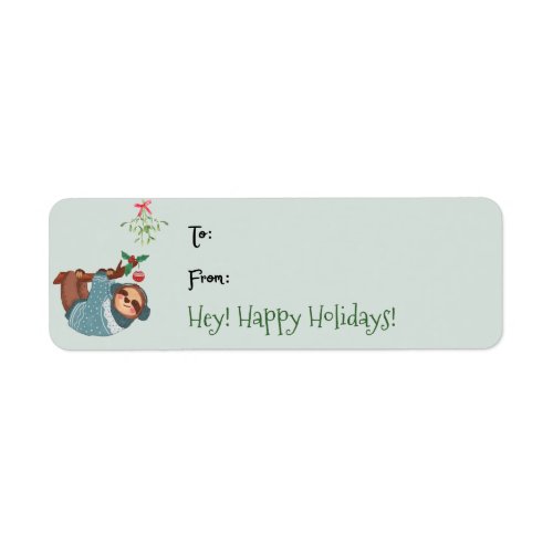 Cute Watercolor Sloth Christmas Gift Tag Label