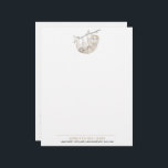 Cute Watercolor Sloth Lovers Letterhead<br><div class="desc">This simple and adorable letterhead features an adorable sloth hanging from a tree branch with leaves stuck to his fur. Personalize this letterhead with your own name and address for a fun and unique touch. Makes a great gift for a girl or a sloth lover.</div>