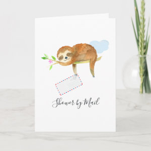 Cute Watercolor Sloth themed Baby Shower by Mail Invitation