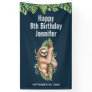 Cute Watercolor Sloth & Tropical Leaves Birthday Banner