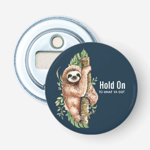 Cute Watercolor Sloth & Tropical Leaves Bottle Opener