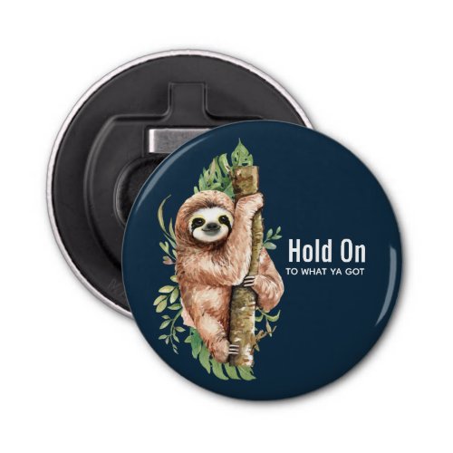 Cute Watercolor Sloth  Tropical Leaves Bottle Opener