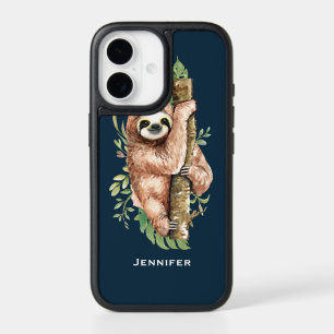 Cute Watercolor Sloth & Tropical Leaves iPhone 17 Case