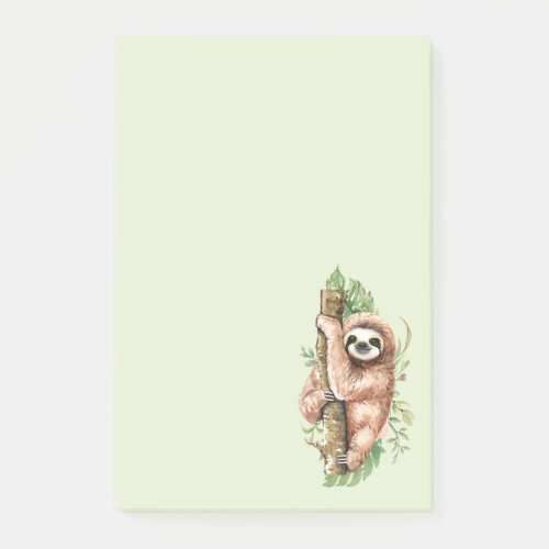 Cute Watercolor Sloth  Tropical Leaves Post_it Notes
