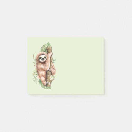 Cute Watercolor Sloth  Tropical Leaves Post_it Notes