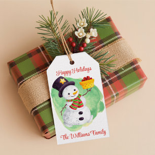 Cute Watercolor Snowman Gift Tags