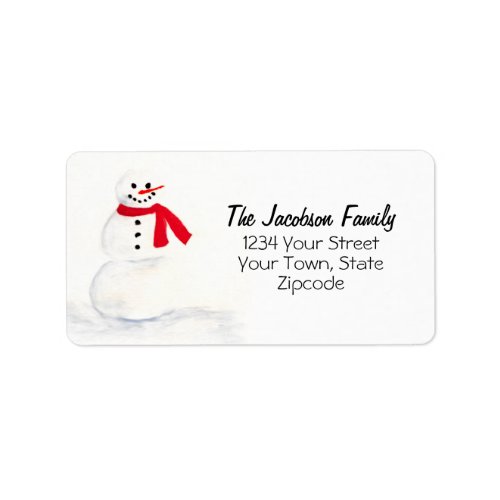 Cute Watercolor Snowman Holiday Big Return Address Label