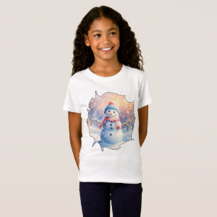 Cute Watercolor Snowman in Winter Wonderland T-Shirt