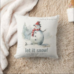Cute Watercolor Snowman Let It Snow Christmas Throw Pillow<br><div class="desc">If you need any further customisation please feel free to message me on yellowfebstudio@gmail.com.</div>