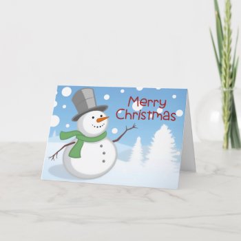Cute Watercolor Snowman Merry Christmas Folded Hol Holiday Card by KarunasKreations at Zazzle