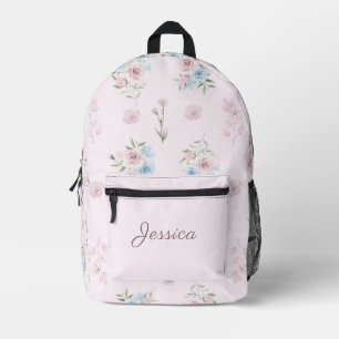 Cute Watercolor Soft Pastel Pink Foral Printed Backpack