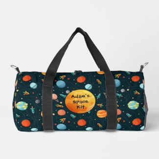 Cute Watercolor Space Planets Rockets Stars Kid's