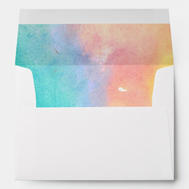 Cute watercolor splash rainbow party evenvelope envelope (Back (Bottom))