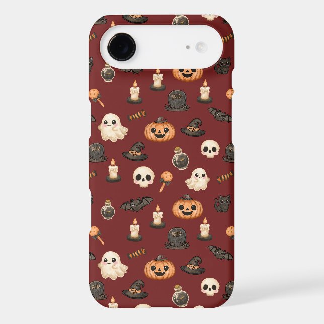 Cute Watercolor Spooky Halloween Pattern Iphone Case (Back)