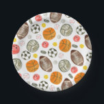 Cute Watercolor Sports Ball Kids Children Birthday Paper Plates<br><div class="desc">Cute Watercolor Sports Ball Kids Children Birthday Paper Plates</div>