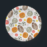 Cute Watercolor Sports Ball Kids Children Birthday Paper Plates<br><div class="desc">Cute Watercolor Sports Ball Kids Children Birthday Paper Plates</div>