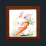 Cute Watercolor Spring Bunny Carrot Gift Box<br><div class="desc">A happy little bunny hugging a big carrot with pure joy.</div>