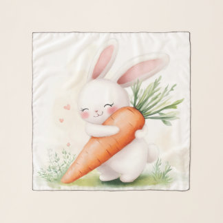 Cute Watercolor Spring Bunny Carrot Scarf